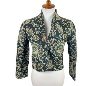 Glentex Vintage Floral Tapestry Cropped Jacket Small Fairycore Cottagecore